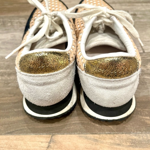 Loeflfler Randall Rio Perforated Tan Leather & Black Suede Sneaker Size 7 Women - Picture 6 of 11